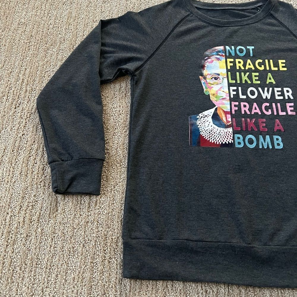 Ruth Bader Ginsburg Grey Motivational Crewneck Sweatshirt - Picture 2 of 6